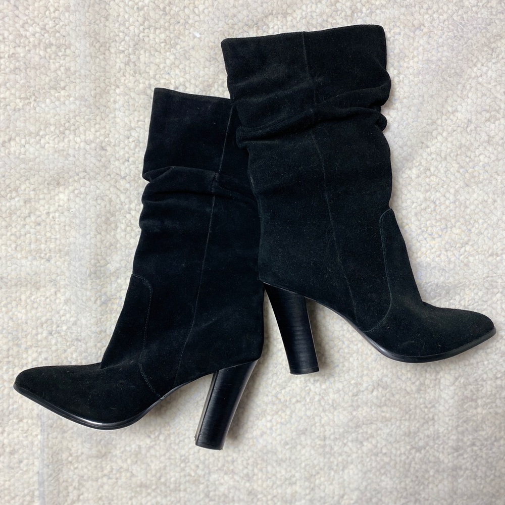 Tahari Black Suede Heeled Boots Never Worn - Picture 3 of 11